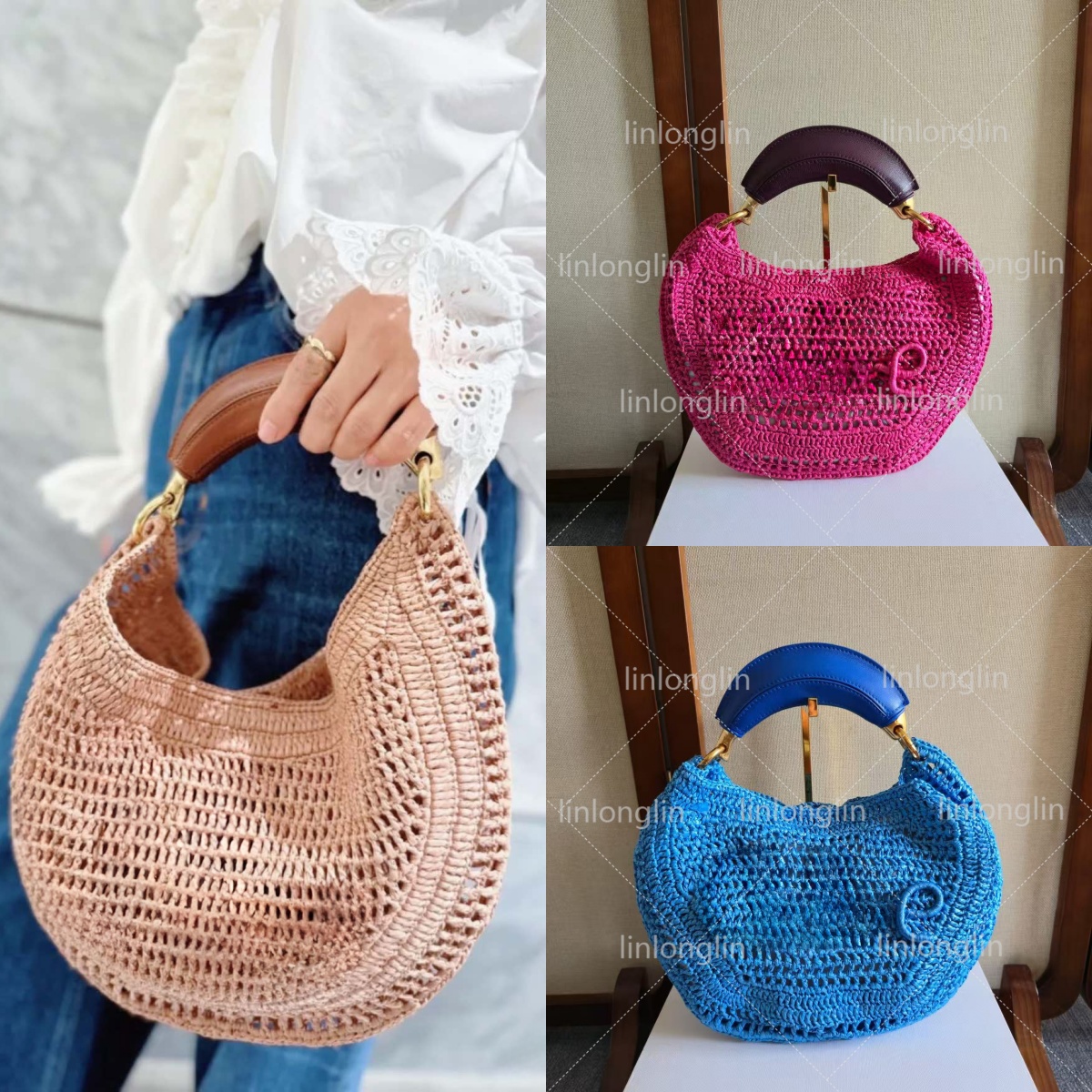10A Summer Banana Hobo Bag Woman Banana Lafite Grass Tote Bag Straw Plaited Shoulders Bag Designer Beach Bag Underarm Bag Luxury Bag Lady Woven Large Capacity
