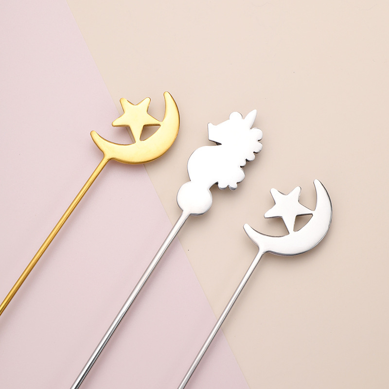 Fork Spoon Japanese Korean Creative Fruit Fork 304 Stainless Steel Star Moon Fork Spoon Seahorse Shell Coffee Stirring Spoon