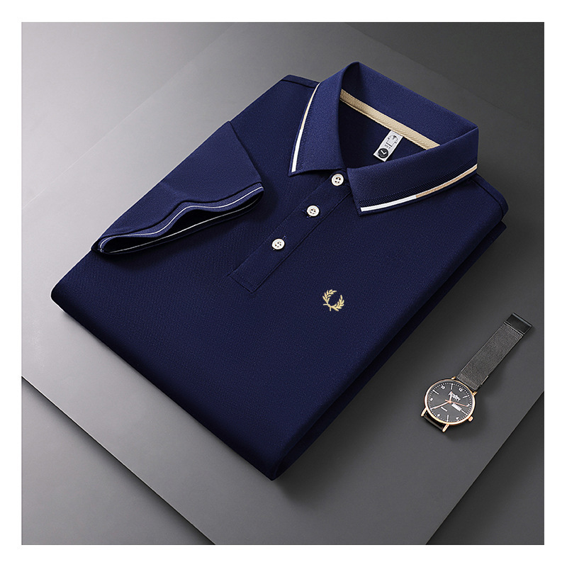 Embroidered Men's Business Casual Short Sleeved Polo Shirt, Fashionable, Breathable, Comfortable and Versatile Top