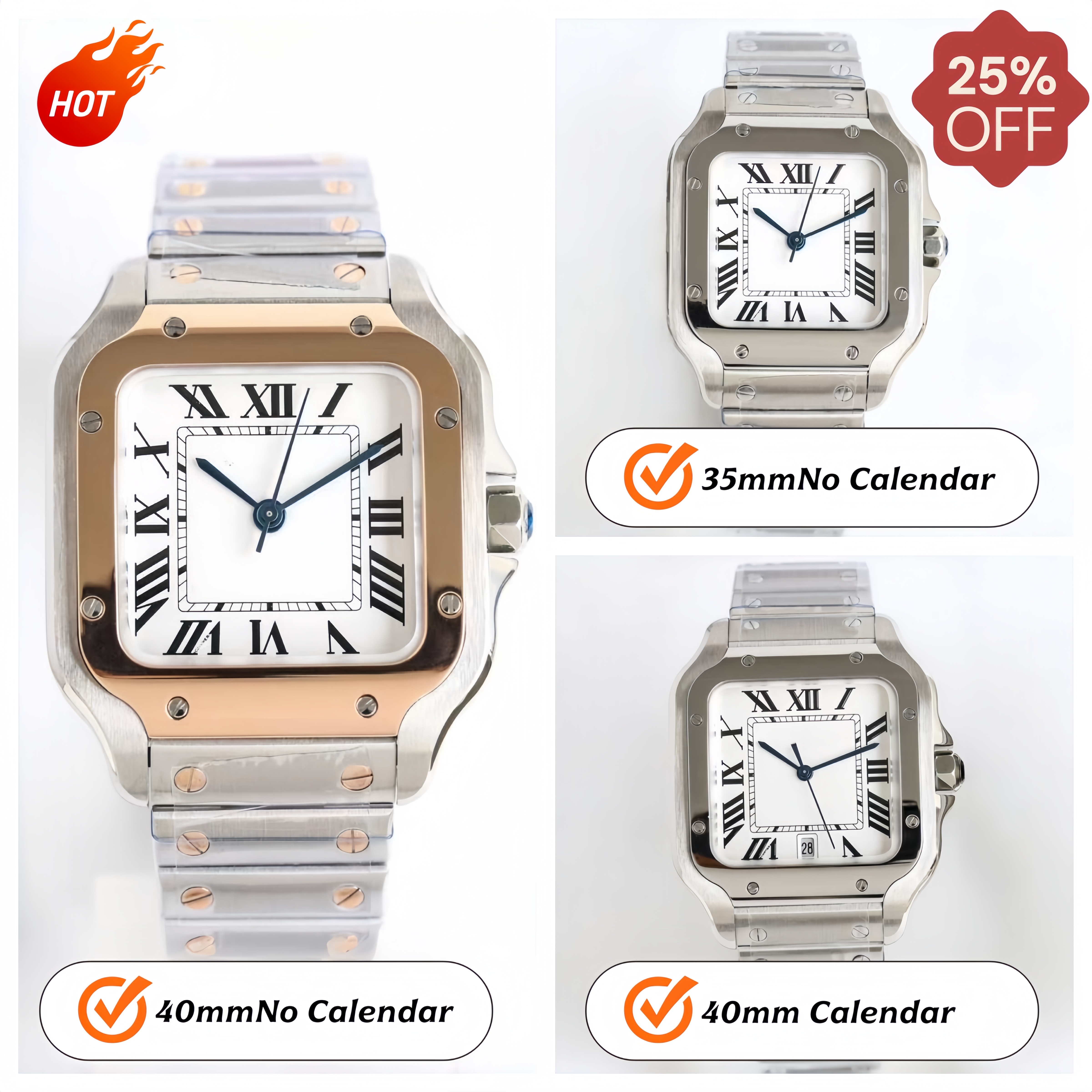 Top AAA Luxury Men's Automatic Mechanical Wristwatch, 40mm (Date/No Date) & 35mm (No Date), Sapphire Glass Waterproof Business Casual Watch