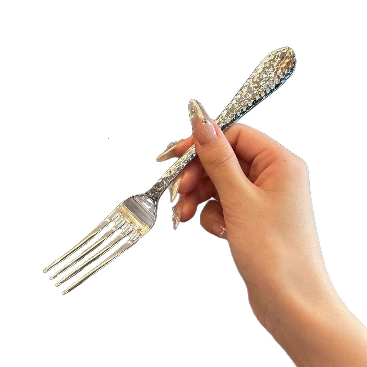 Stainless steel exquisite high-end tableware, Western-style main dinner household long-handled pasta salad fork, steak fork