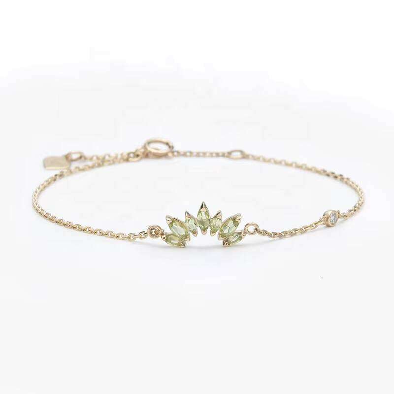 Extreme 9Kt/10Kt/14Kt/18Kt Solid Gold Marquise Cluster Charm Bracelet Fashion Jewelry Natural Crystal for Women