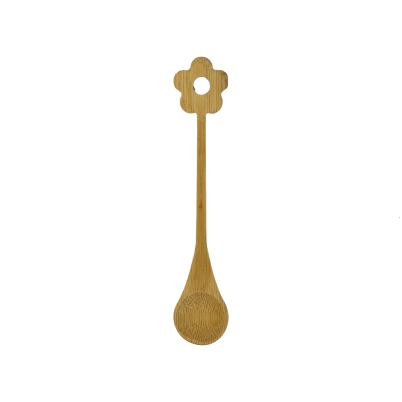 Spoon Natural Bamboo Flower Shaped Food Grade Japanese Style Wooden Spoon For Children Household 2Pcs