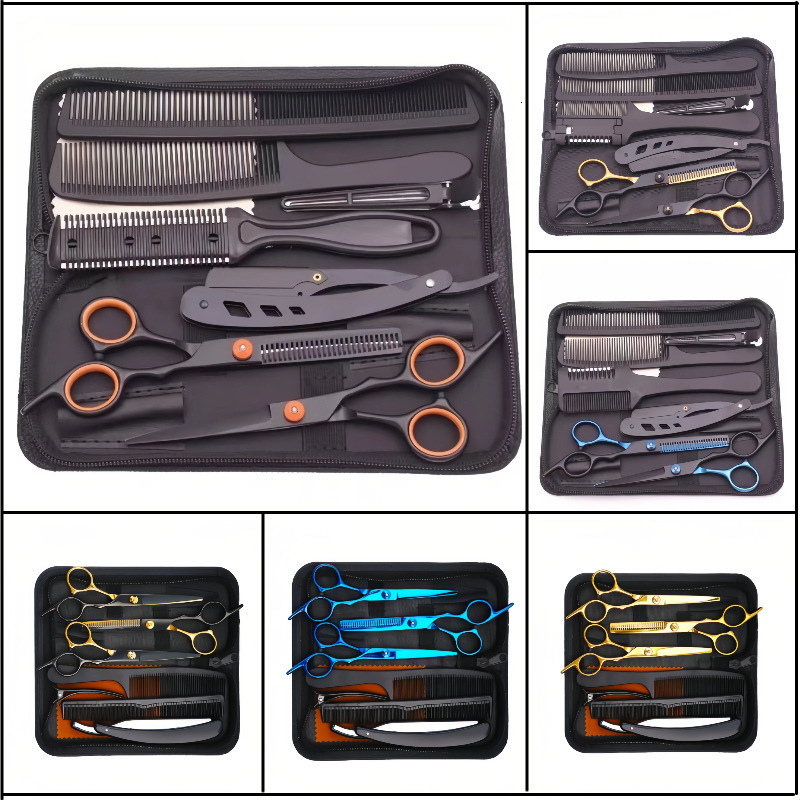 Professional hairdressing scissors set straight scissors and thinning scissors homeuse hairdressing scissors hair cutting tools 230906