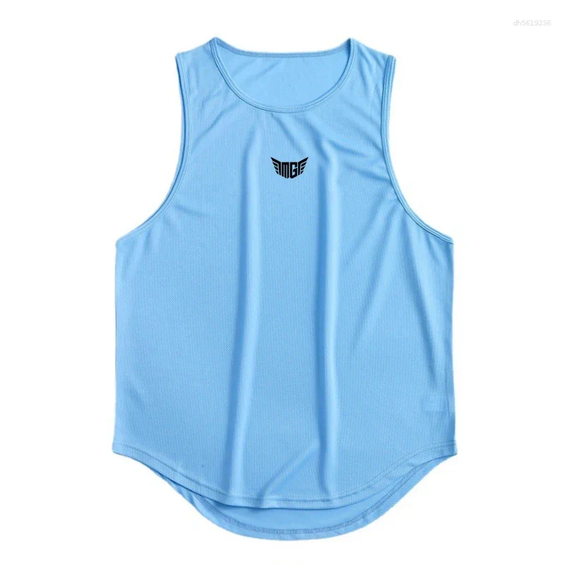 Men's T Shirts Mens Gym Clothing Fitness Bodybuilding Mesh Tank Tops Stringer Singlet Vest Clothes Sleeveless Muscle Summer Undershirt