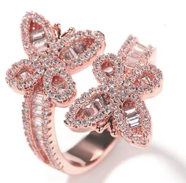 Small and Niche Adjustable butterfly Shaped Ring Womens Fashion Jewelry Zircon Wedding Ring Wholesale