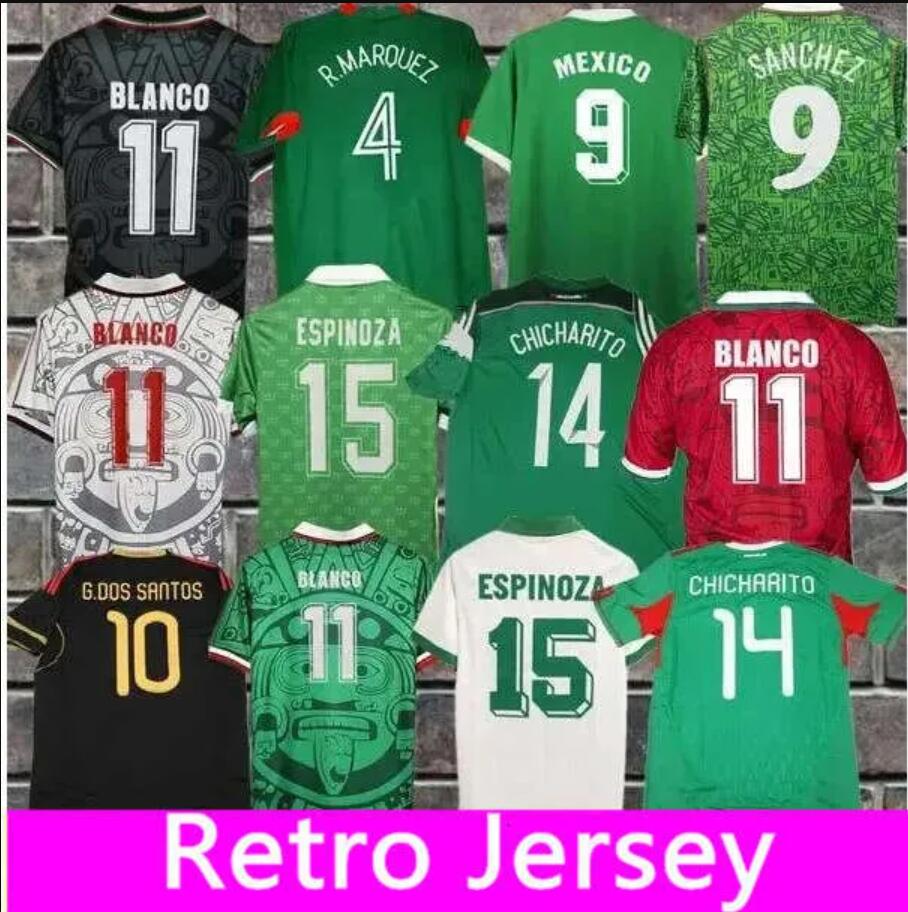 Retro classic Mexico soccer jerseys 1970 1986 1994 1995 1996 1997 1998 1999 2006 2010 BORGETTI HERNANDEZ CAMPOS BLANCO H.SANCHEZ R.Marquez football shirt