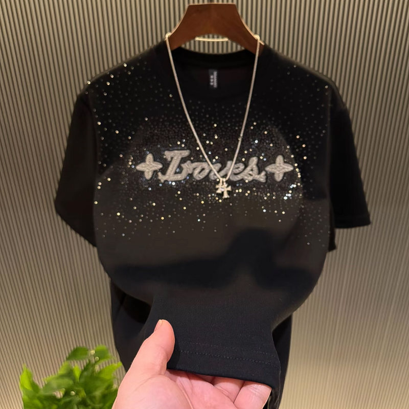 Designer Blouse 26 Styles New Year Men's Autumn/winter Round-neck Short-sleeved Crystal Embroidery Men's Blouse Available Various Colors Hig