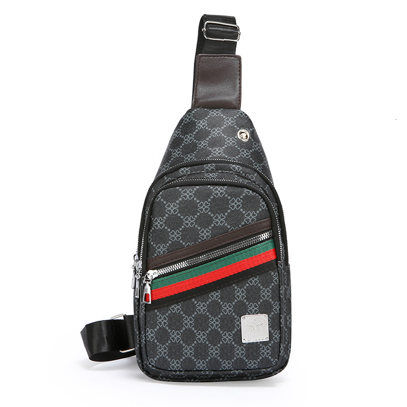 New Men's Chest Simple Business Travel Versatile Shoulder PU Texture Trendy Fashion Printed Crossbody Bag