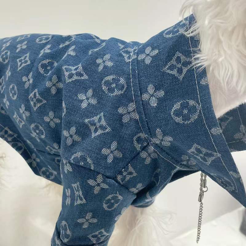 Pet for Large Dogs Golden Retriever Giant Poodle Samoyed Puppy Clothes Teddy Bichon Pomeranian Autumn Winter Thick Trendy Brand Denim