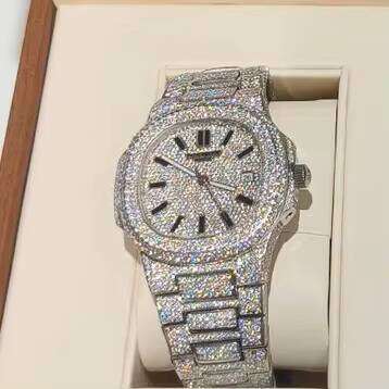 High Shine Moissanite Diamond Watch with Classic Round Dial &Soft Strap for Modern Fashion Lovers Gift Idea from Indian Supplier