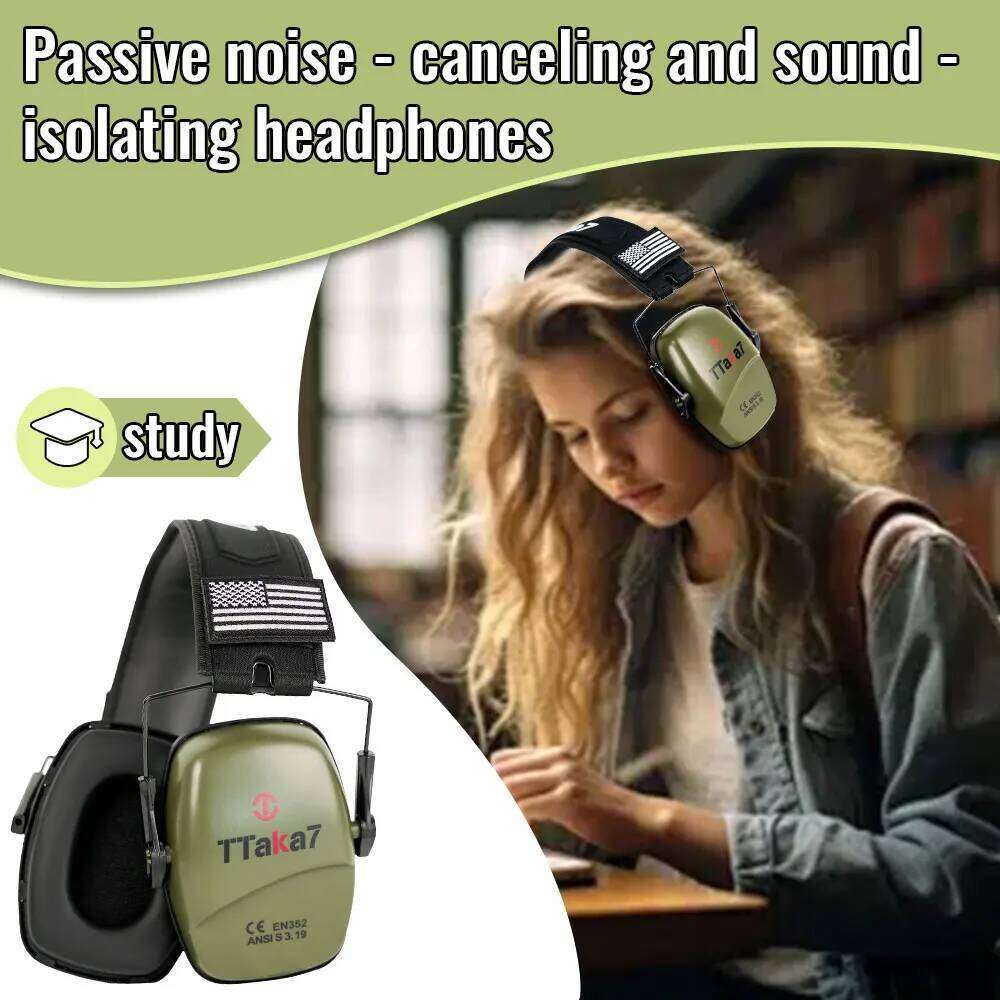 Taka7 Olive Green Bluetooth Over-Ear Headphones, Active Noise Reduction Electronic Ear Muffs for Hunting, Shooting Range Ear Protection, CE EN352 ANSI - view 6