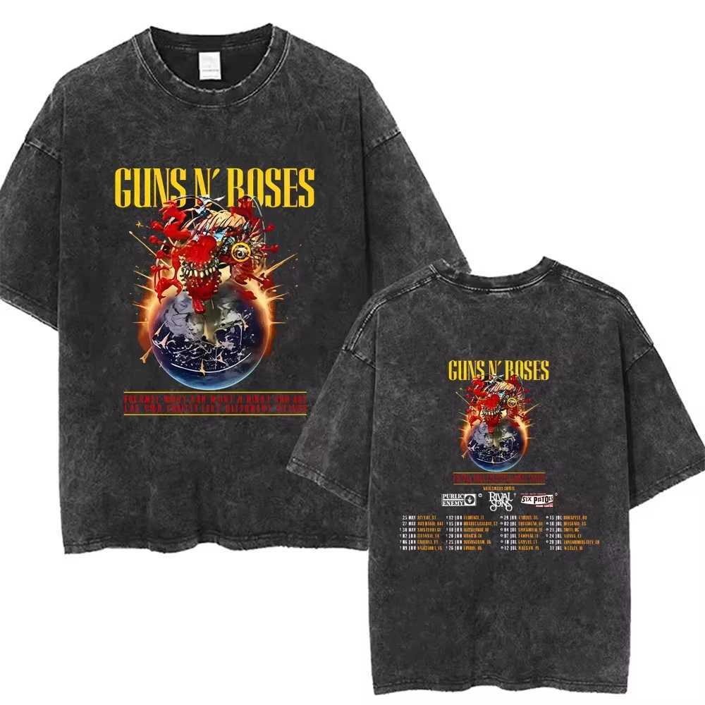 New Arrival Mens Clothes Tee Shirt Homme Graphic T-Shirts Men Tshirt for Men Ropa Hombre Guns N Roses Slash 85 Washed Vintage T260410