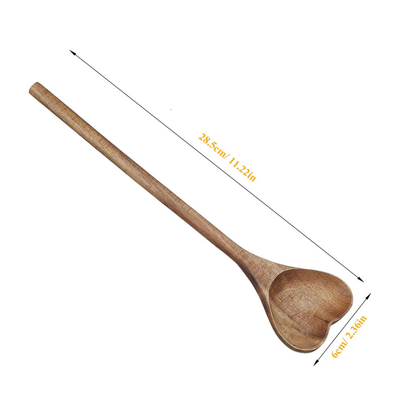 Spoon Acacia Wood Heart Shaped Wooden Stirring Spoon Kitchen Utensil Portable Gift