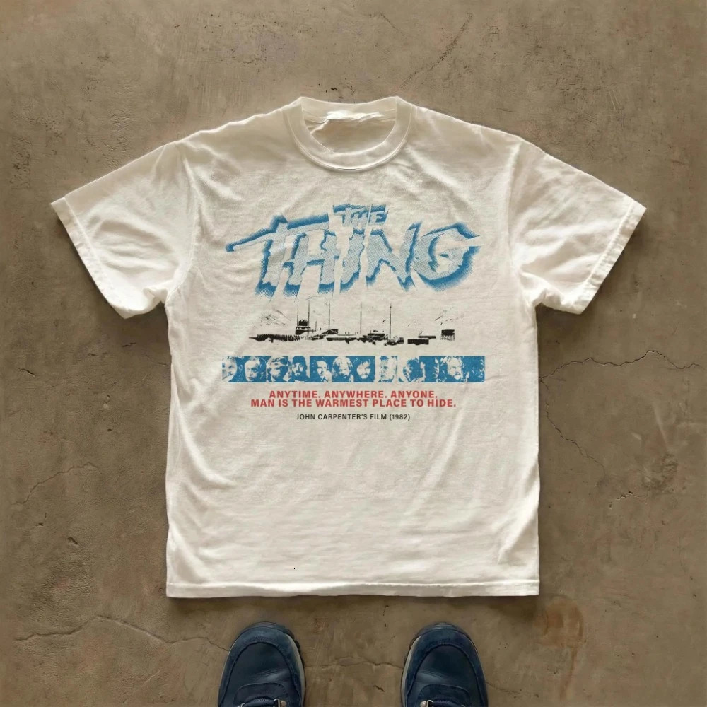 The Thing Graphic Tee Horror Movie T-Shirt John Carpenter Film Vintage Tee Clothing Graphic Short Sleeve Shirt Unisex Men Women 260409