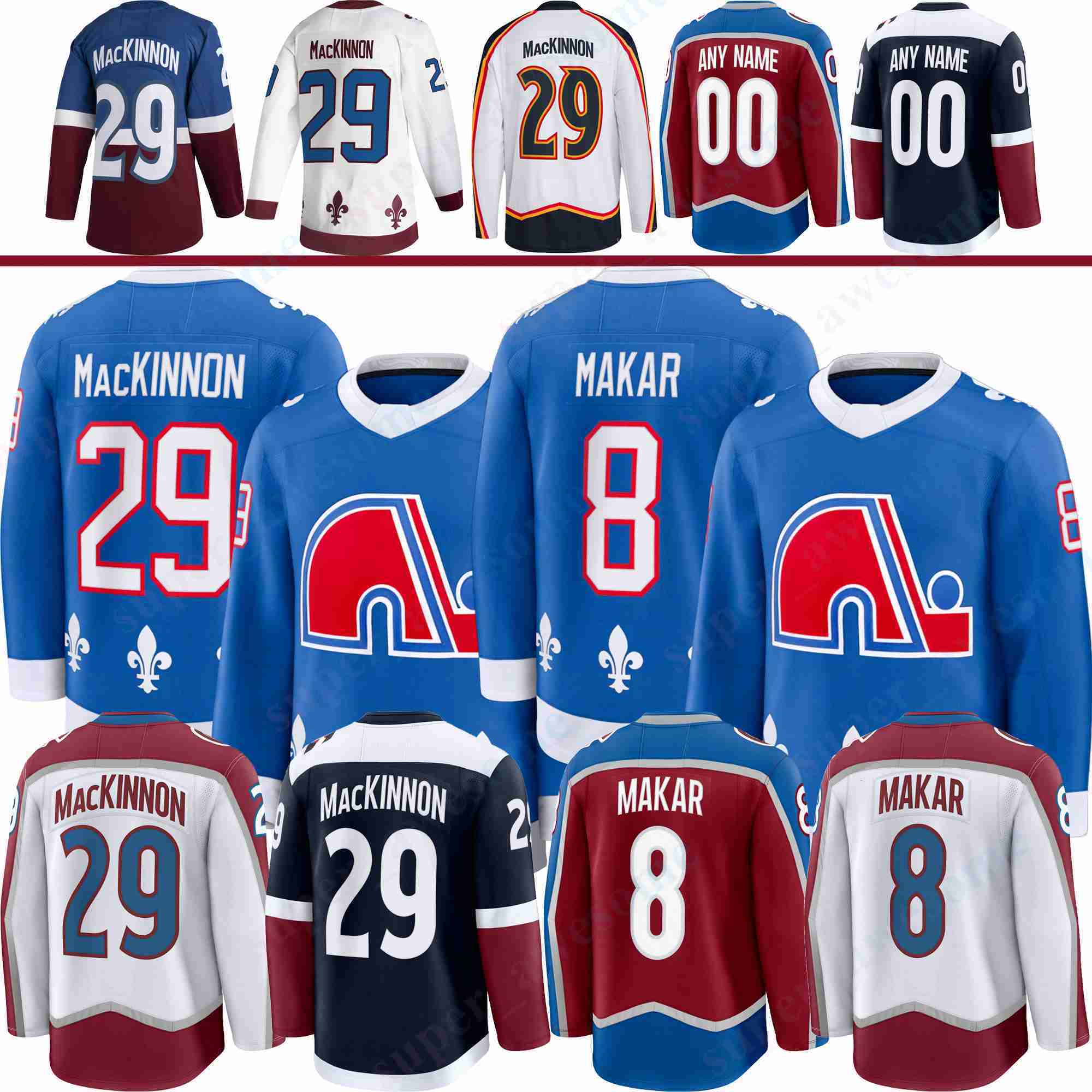29 Nathan MacKinnon colorado hockey jersey avalanches jersey 8 Cale Makar Brent Burns Gabriel Landeskog Mackenzie Blackwood Valeri Nichushkin Devon To