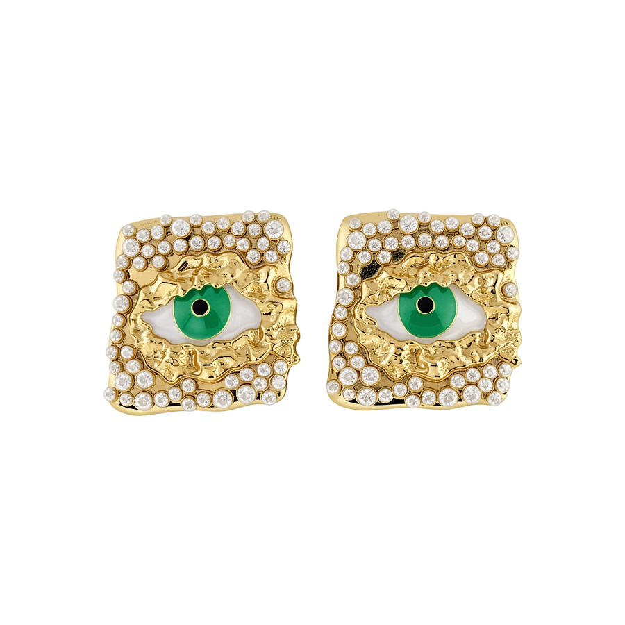 Silver needle European American pearl diamond-shaped oil drop eye stud earrings, unique and creative exaggerated earrings with a niche design for wome - view 9
