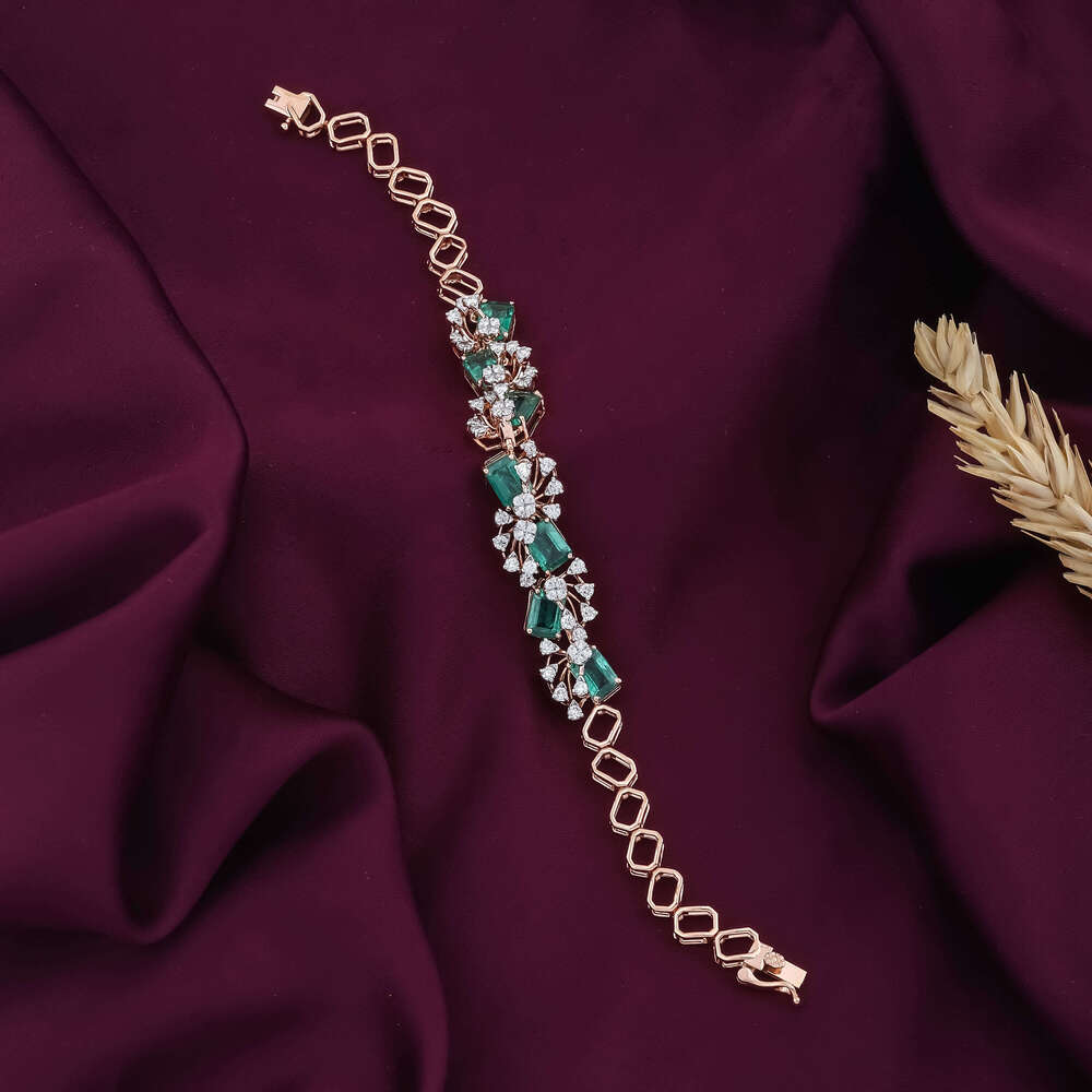 with beautiful green stone 925 silver bracelet