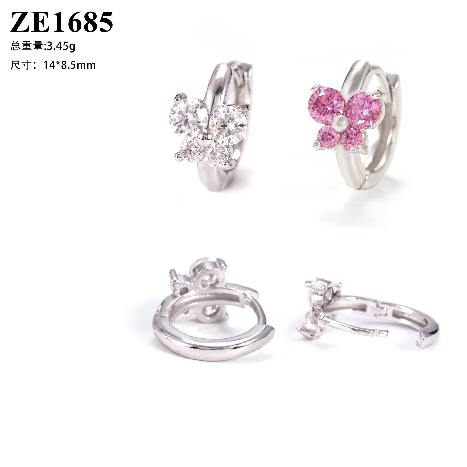 new sterling silver earrings with dcolor moissanite stones popular butterfly style simple and unique trendy earrings
