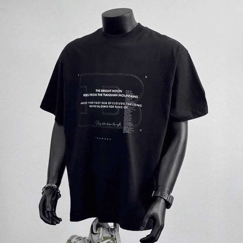 Summer New American Style Trendy Brand Short Sleeve Ins Pure Cotton Men's Printed T-Shirt Fashionable Unisex Versatile Crew Neck Tee