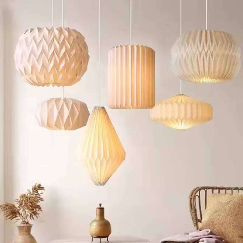 Paper Lantern Nordic Style Chandelier Shade Creative Hanging Lamp Cover Origami Pendant Lampshade Living Room Decor