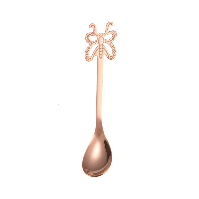 Cutlery 304 Stainless Steel Butterfly Coffee Spoon Golden Fantasy Colorful Dessert Fruit Fork Creative Fork