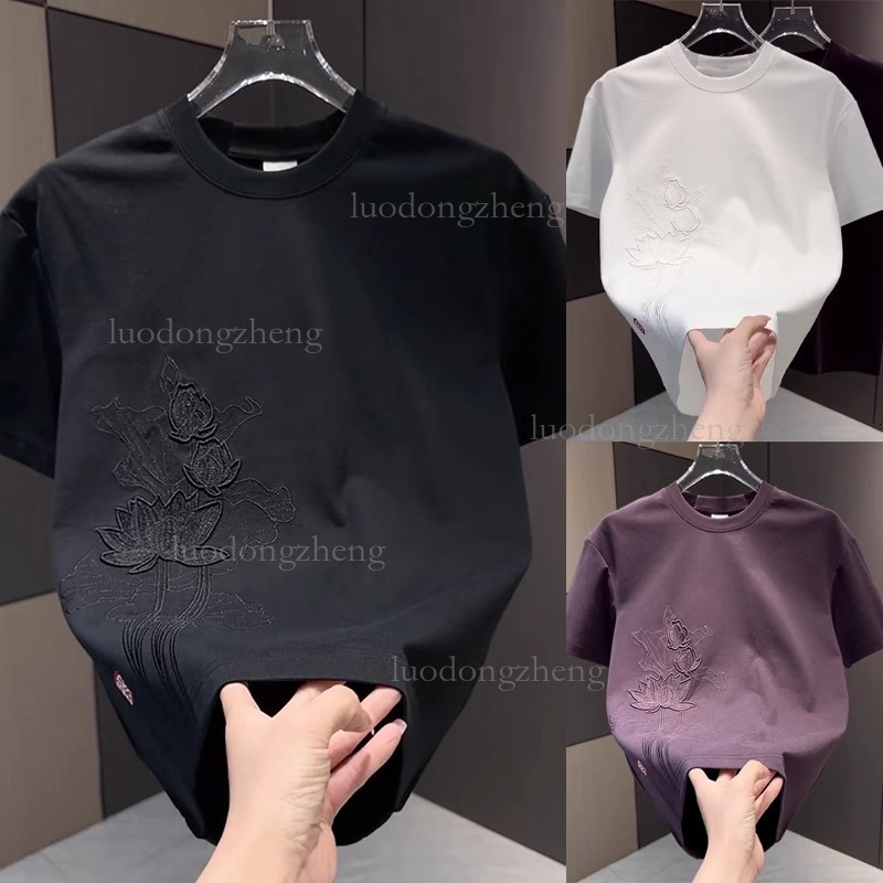 Designer T-shirt Luxury Brand Men's Clothing Summer New Washed Flower Embroidery Short Sleeved Top Outdoor Sports Casual Loose Youth Basic Shirt 