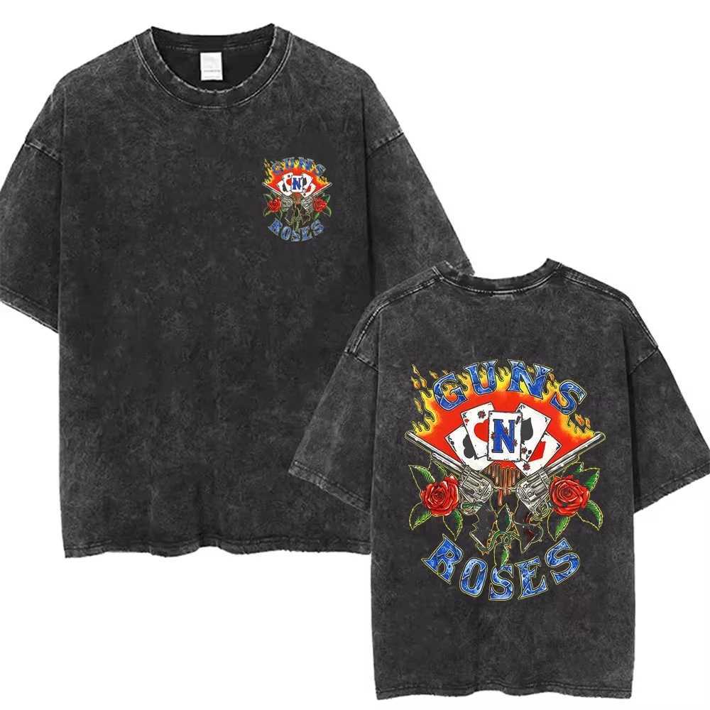 New Arrival Mens Clothes Tee Shirt Homme Graphic T-Shirts Men Tshirt for Men Ropa Hombre Guns N Roses Slash 85 Washed Vintage T260410