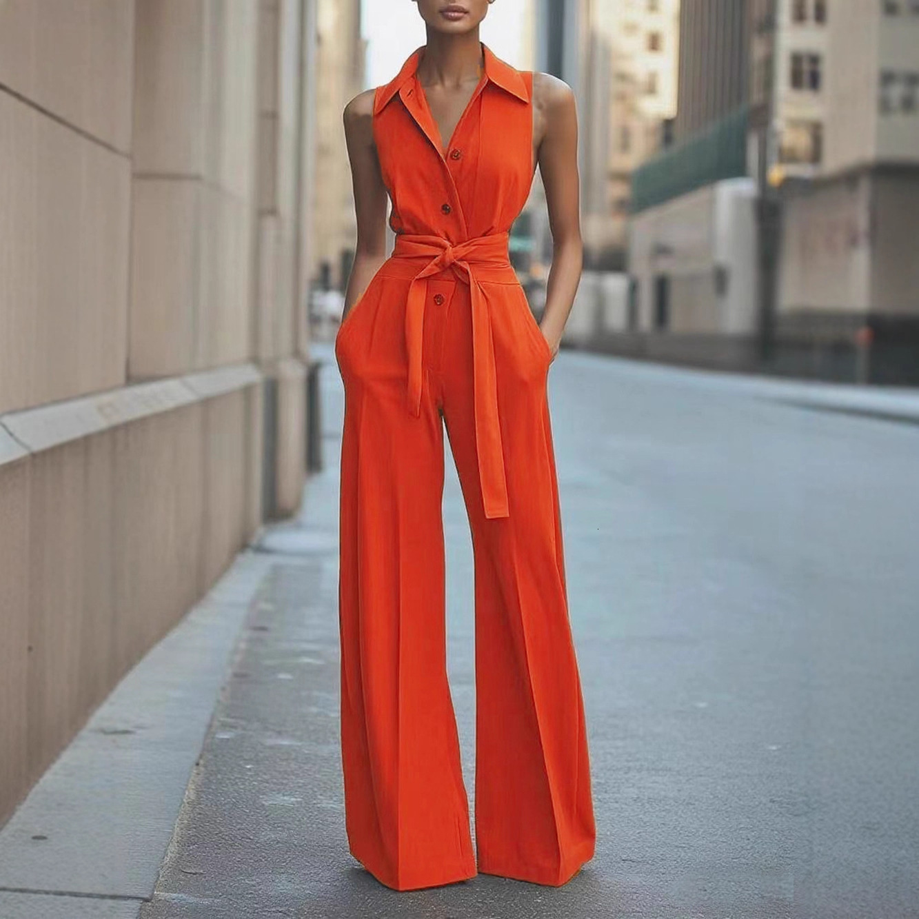 Designer Luxury Brand Women's Suit Trend Women's Summer Outdoor Leisure Fashion Lapel Sleeveless Solid Color Single Breasted Office Commutin