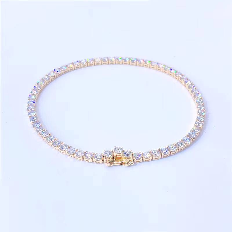 Moissanite Diamond Bracelet 2mm Square 925 Sterling Silver Hip Hop Tennis Chain Bracelet for Women Party Gift Birthday
