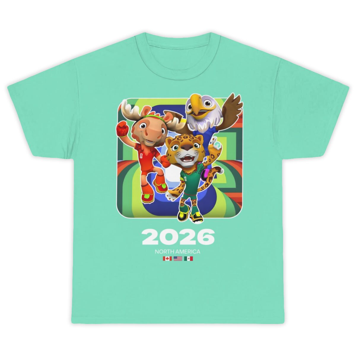 2026 World Cup Mascot T-Shirts | Unisex Cotton Crew Neck Soccer Graphic Summer New Arrivals
