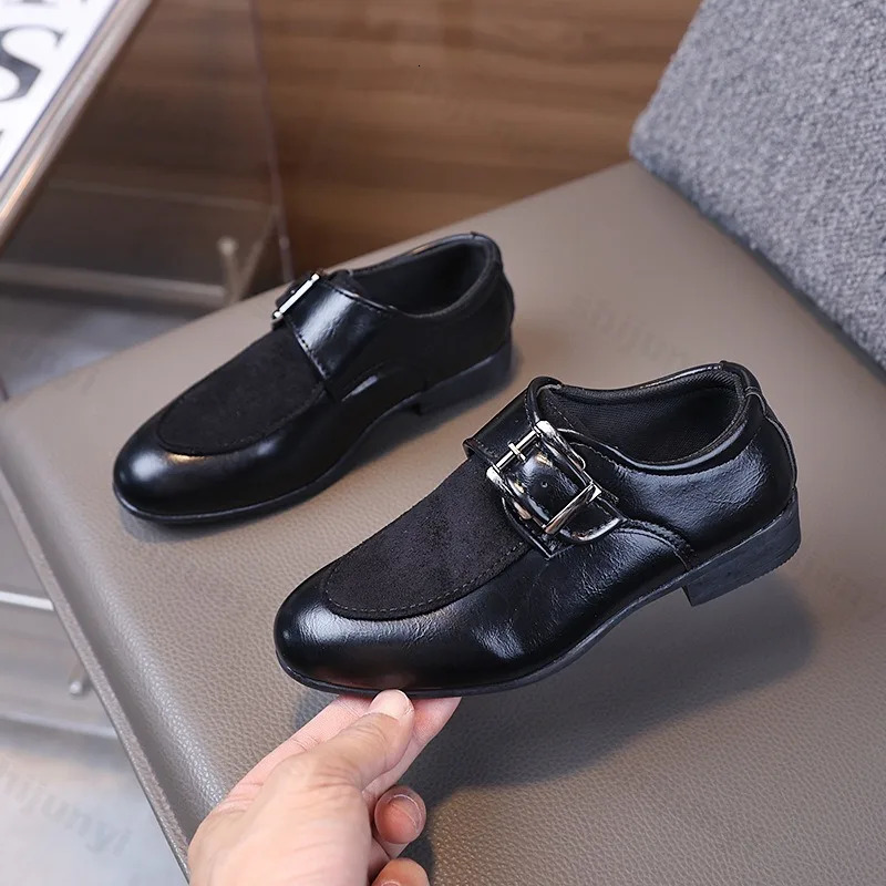 Children Boys Leather Shoes Retro Loafers Fashion Buckle Non-slip Pointed Toe Dress Shoes British Kids Oxford Shoes 260409 - view 4