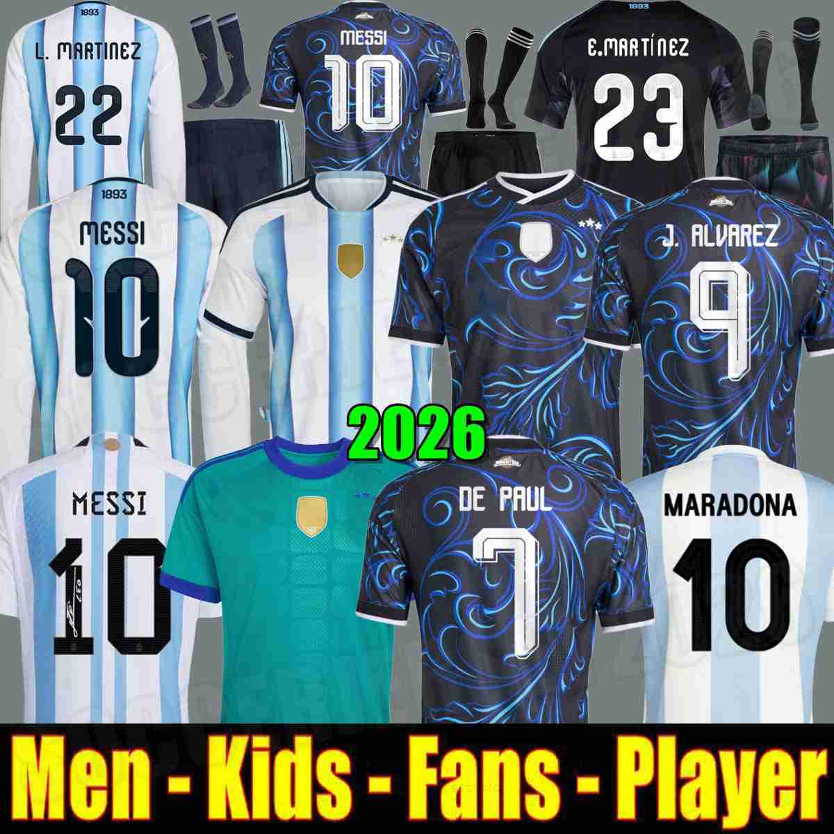 ArgentinaS 3 Star soccer Jerseys 25 26 Fans Player MARADONA DI MARIA J ALVAREZ FC Men Kids football shirt MESSIS Jersey DE PAUL Garnacho 2026 long sle