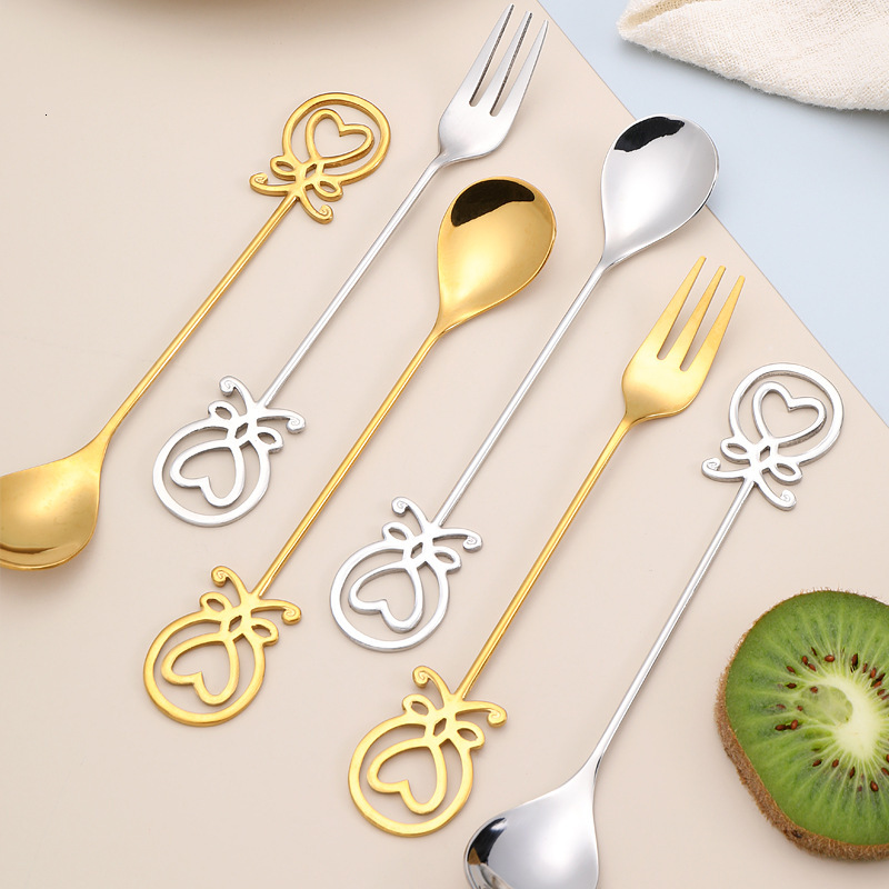 Spoon Creative Butterfly Shape Set Dessert Fork Cake Spoon 304 Stainless Steel Coffee Spoon