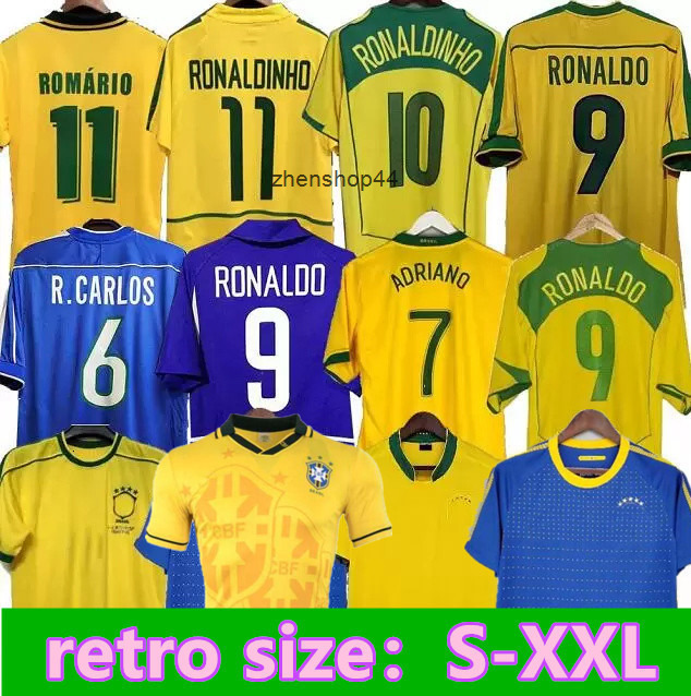 18 Brasil soccer jerseys 2002 retro shirts Carlos Romario Ronaldinho 2004 camisa de futebol 14 BraziLS 2006 1982 RIVALDO ADRIANO JOETON 1988 2000 1957