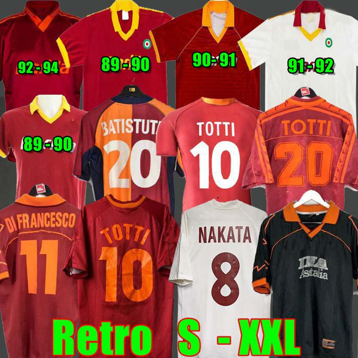 Roma jerseys 2020-21 Retro soccer jersey TOTTI football shirt 89 90 91 92 94 95 96 98 99 20 21 BATISTUTA jersey Classic maillot de foot Nakata Montell