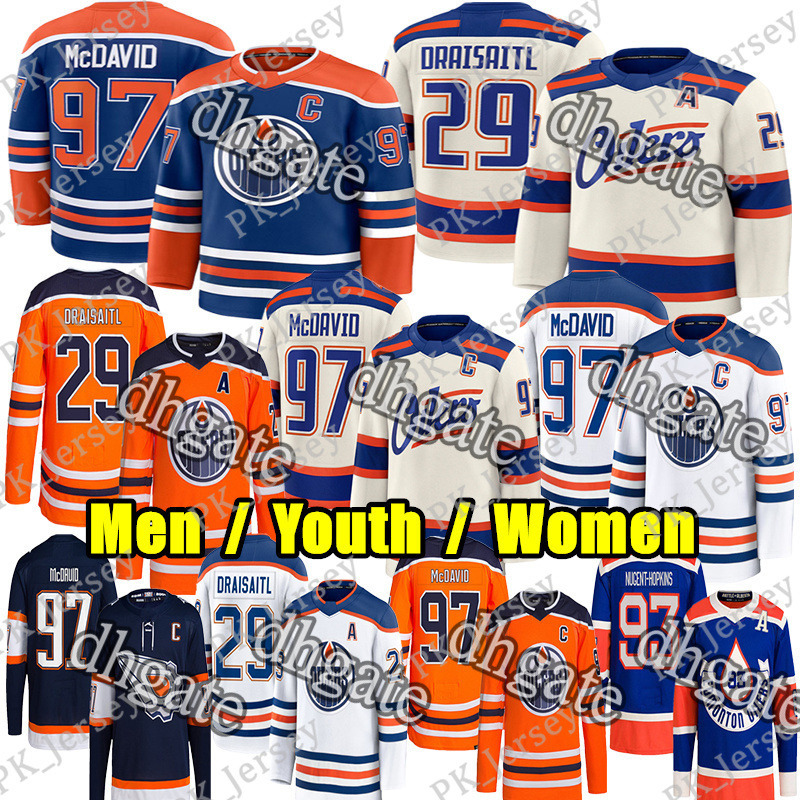 97 Connors McDavids Edmonton Hockey Jersey Oilers Jersey 29 Leon Draisaitl Zach Hyman Ryan Nugent-Hopkins Matt Savoie Tristan Jarry Ekholm Wayne Gretz