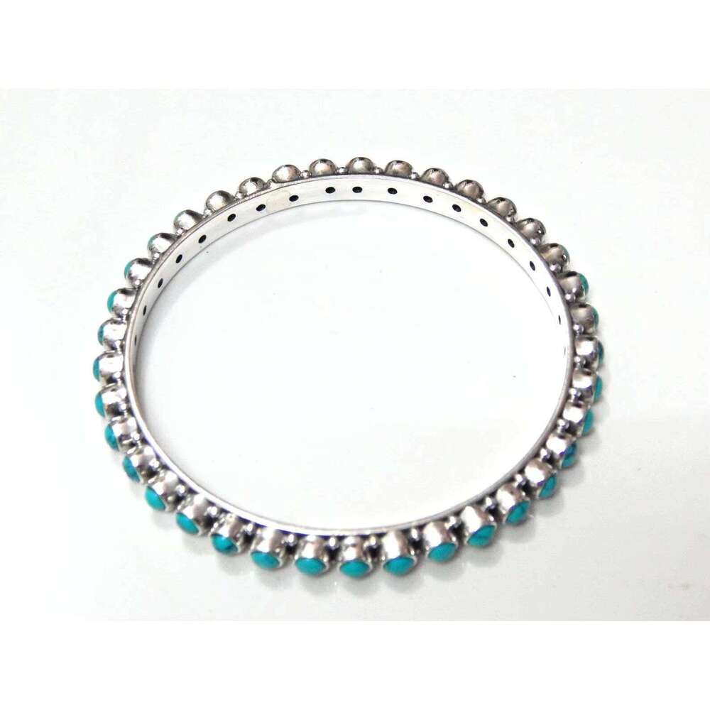 925 Sterling Silver Handmade Natural Turquoise Gemstone Bangle Size 2-6 Perfect Gift for Fashion Lovers
