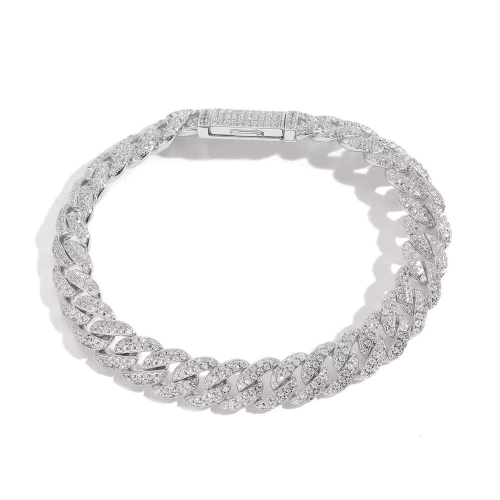 High-Grade 925 Sterling Silver 10mm Cuban Bracelets for Men Fashionable Hip Hop Jewellery with Zircon or Morganite
