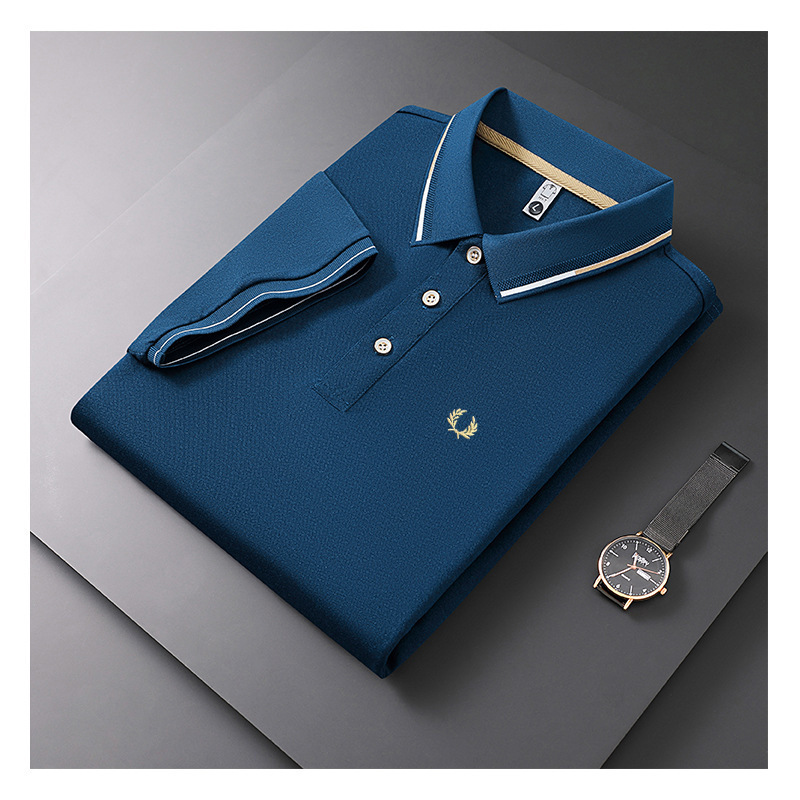 Embroidered Men's Business Casual Short Sleeved Polo Shirt, Fashionable, Breathable, Comfortable and Versatile Top