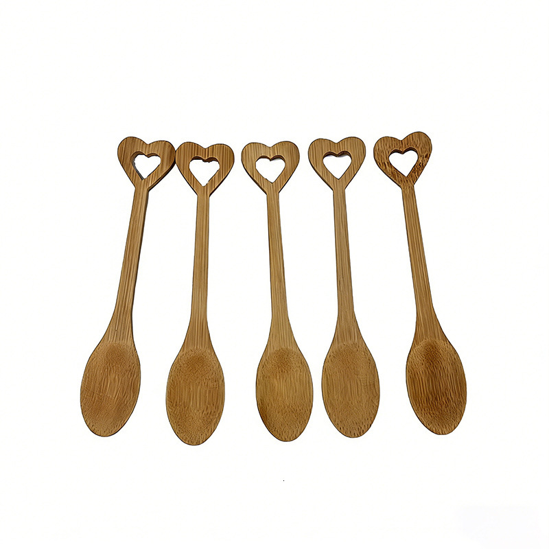 Spoon Household Commercial Creative Heart Shaped Children Tableware Honey Rice Spoon Carbonized Bamboo 3pcs Spoon