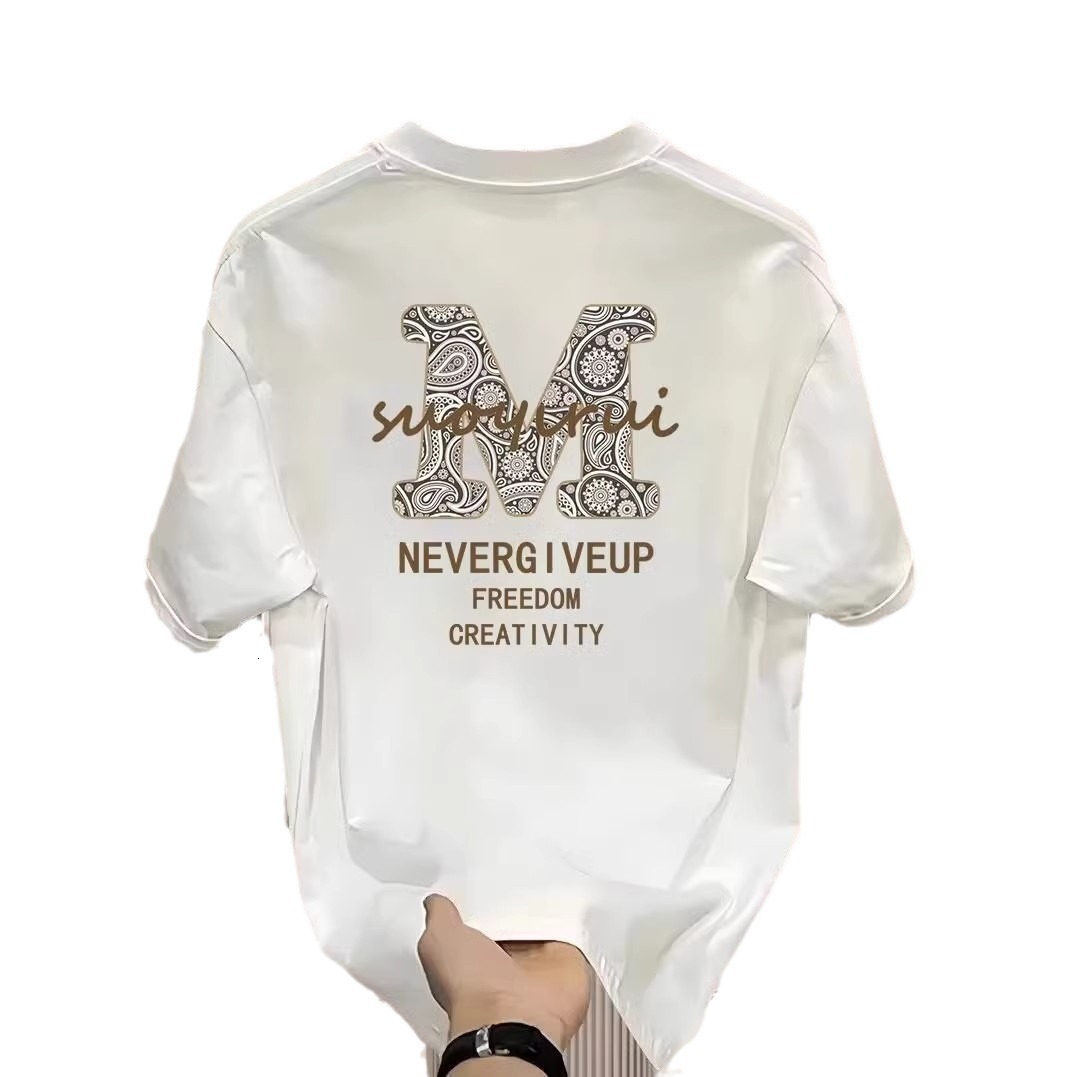 Luxury Designer Men's Summer New T-shirt, High Street Heavy Letter Printed Loose Half Sleeves, Fashionable Casual Sports Fashionable Multifunctio
