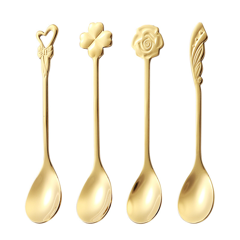 304 Stainless Steel Creative Coffee Four-Leaf Clover Cherry Blossom Stirring Dessert Small Spoon