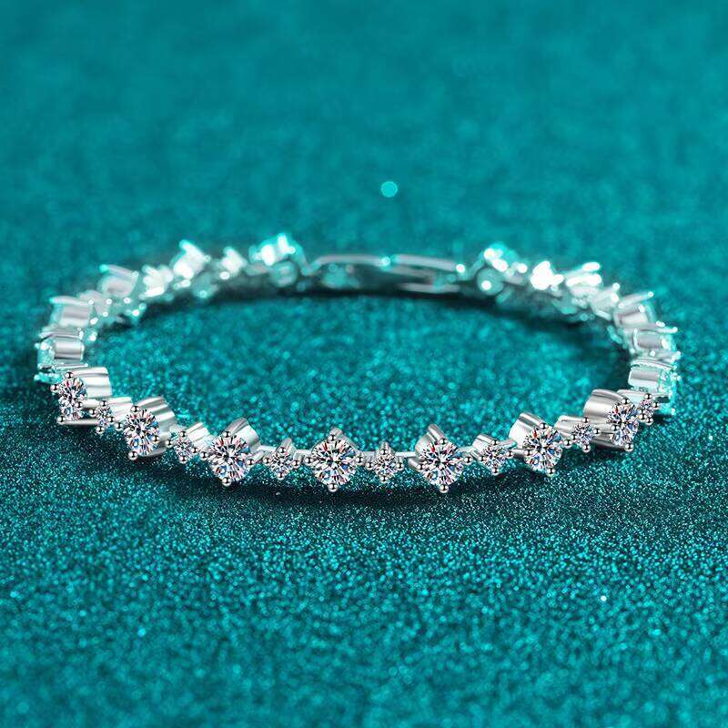 New De Yi S925 Pure Silver Moissanite Link Chain Bracelet for Women Light Luxury Simple High-end Style Exquisite Versatile