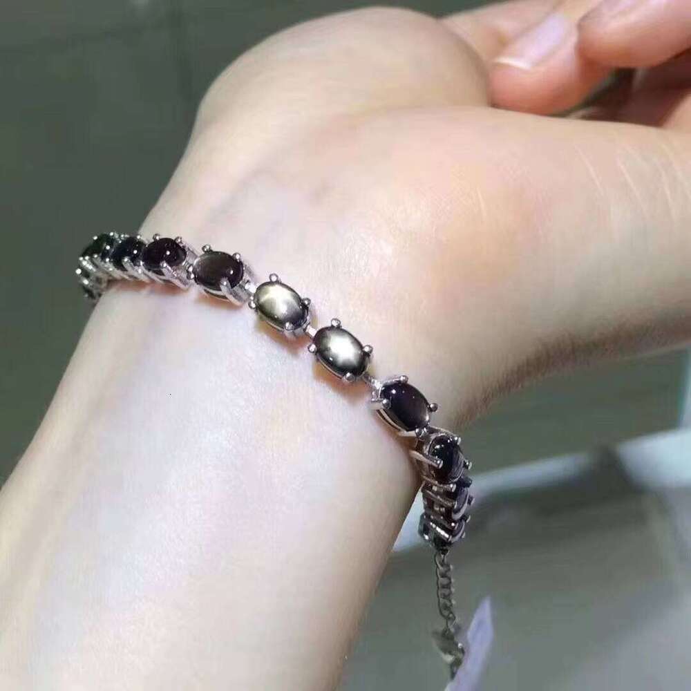 Hot Popular Custom Photo Designer 925 Sterling Silver Bracelet with Natural Sapphire Rhodium Gold Plating for Gift or Party