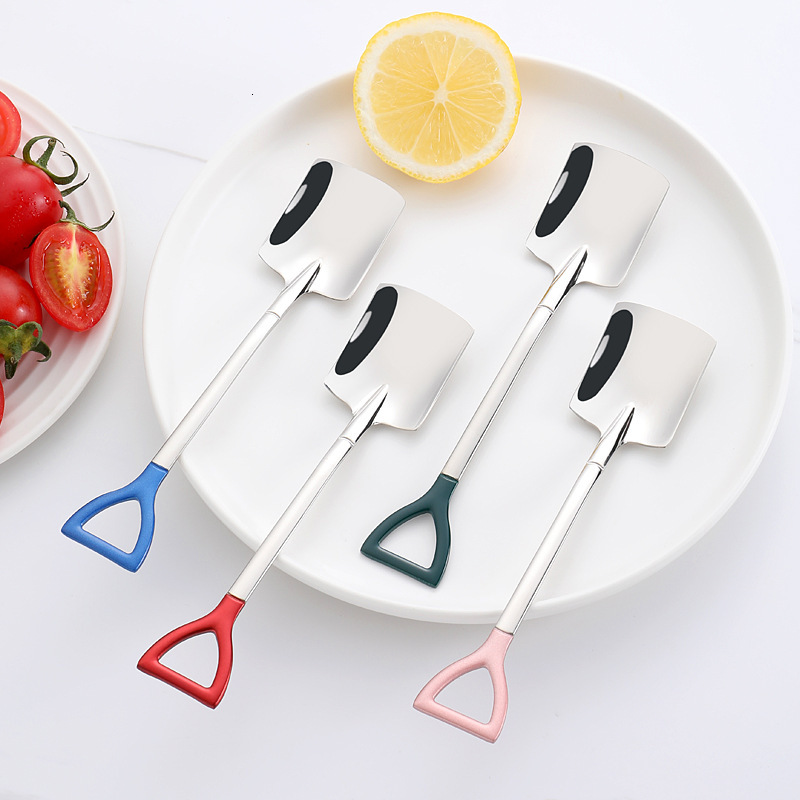 Spoon New Thickened Square Head Watermelon Dessert Ice Cream Creative Shovel Spoon 304 Stainless Steel Spoon