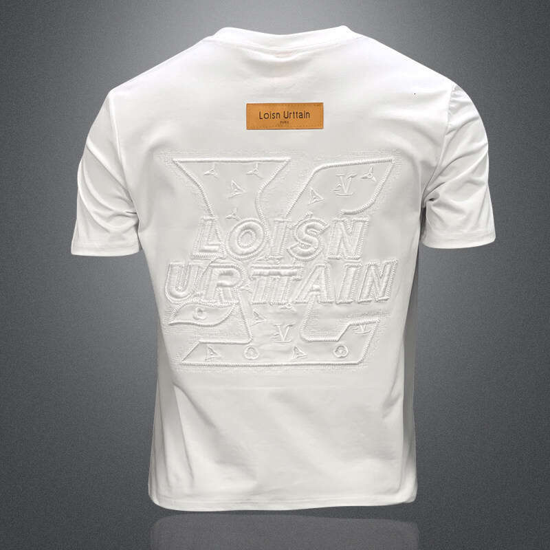 Men's Round Neck Short T-Shirt Hot Sale Versatile Base Half Sleeve Summer New Fashion Big Brand Embroidery Design
