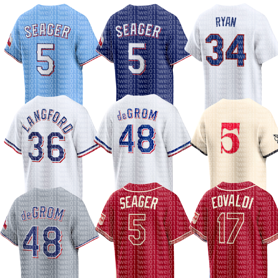 Ranger Baseball Jersey Nolan Ryan Corey Seager Jacob deGrom Nathan Eovaldi Evan Carter Brandon Nimmo Wyatt Langford Josh Jung Jake Burger Kumar Rocker Sam Haggerty