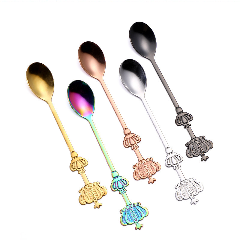 Spoon Creative Double Crown Stainless Steel High Value Souvenir Coffee Spoon Titanium Plated Light Luxury Palace Style Soup Spoon