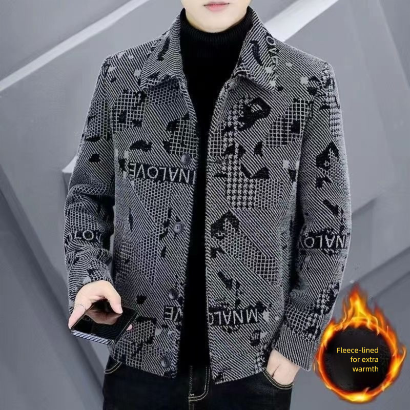 Designer Blazer 2026 - Men's Autumn/winter New Style Collarless High-neck Premium Wool Coat - Casual Style Multi-purpose Thick Short-sleeved Wool - view 3